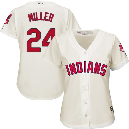Indians #24 Andrew Miller Cream Women's Alternate Stitched MLB Jersey